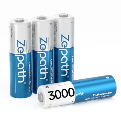 Image of Zepath AA Rechargeable Batteries, 4 Pack Lithium Battery 3000mAh High Capacity Rechargeable Batteries, 1.5V Constant Outpu 1600 Cycles, Battery AA Low Self-Discharge
