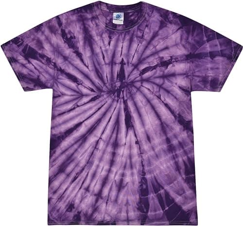 Image of Colortone Spider Tie Dye T-Shirts for Men and Women - Unisex Short Sleeve Tie-Dye T Shirts for Adults, Spider Purple, XXL