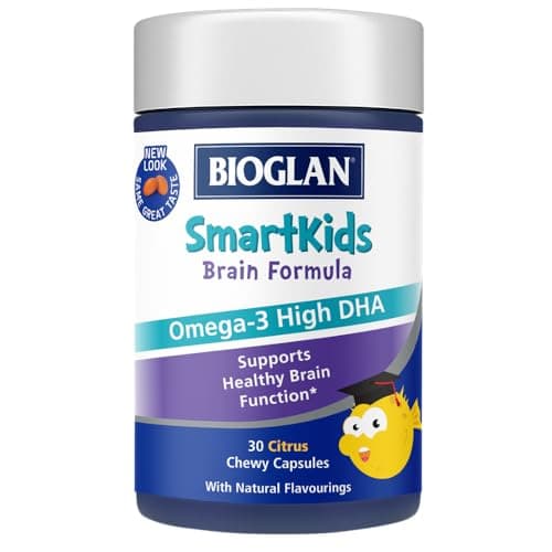 Image of Bioglan SmartKids Brain Formula | Omega-3 |EPA & DHA | Citrus Capsules | 30