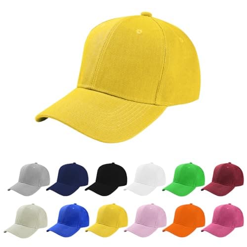 Image of Aomig Baseball Cap for Men, Classic Plain Baseball Hats Polo Style Hat, Adjustable Sports Casual Cap Breathable Summer Sun Visor Hat for Outdoor Yellow