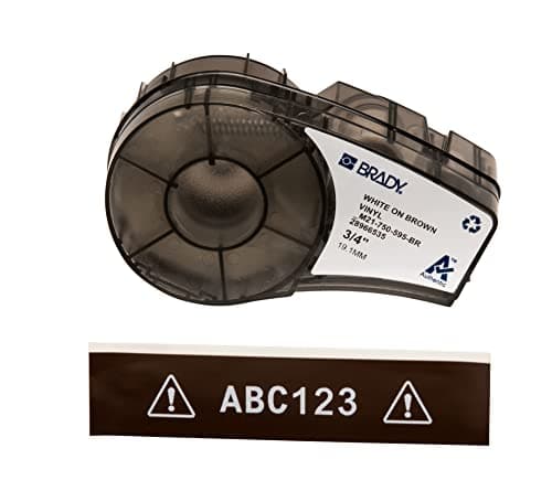 Image of Brady Vinyl Label Tape for Label Printer M211 & M210 - Self Adhesive Vinyl Printer Labels - White on Brown (19.05mm x 6.40m) - M21-750-595-BR