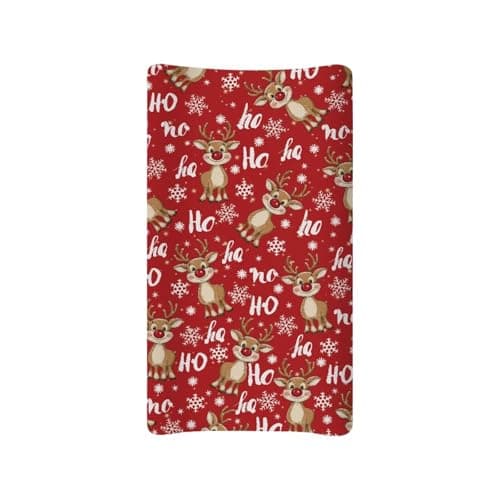 Image of Guosanchn Christmas Changing Pad Cover, Reindeer Baby Changing Pad Covers, Red Diaper Changing Pad Cover, Xmas Changing Table Cover, Comfy Changing Pad Covers Sheets