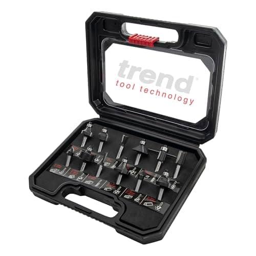 Image of Trend 12 Piece Router Bit Starter Set, 8mm Shank, Tungsten Carbide Tipped, Storage Case Included, SET/SS8X8MMTC