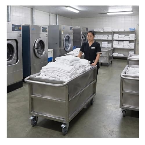 Image of Industrial Stainless Steel Utility Cart, Commercial Laundry Cart with Wheels, for Material Handling, Kitchen Storage Prep, 60L 120L 200L 250L 300L 768L 1000L Soak Tank(80x60x60cm)