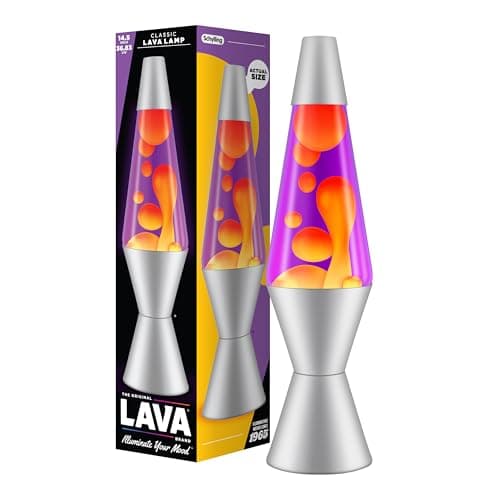 Image of Lava Lamp 2125, Yellow Wax, Purple Liquid, Silver Base and Cap, Original 14.5 inch LAVA Motion Lamp to Illuminate Your Mood