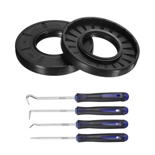 Image of sourcing map 2Pcs Oil Seal, 35x72x10mm TC Nitrile Rubber Double Lip Cover with Hook Kit and Spring for Mechanical Automobile Bearing Shaft, Black