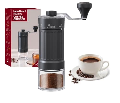 Image of LunarFiery Conical Ceramic Burr Manual Coffee Grinder, 40 External Adjustable Grind Levels, 320g Portable Hand Crank Coffee Bean Mill for Home Camping Office, Espresso French Press Moka Pot Pour Over