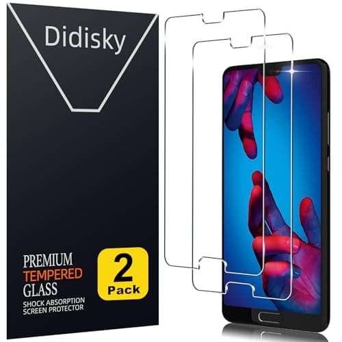Image of Didisky Tempered Glass Screen Protector for Huawei P20, [ 2 Pack ] Anti Scratch, 9H Hardness, No Bubbles, High Definition, Easy To Apply, Case Friendly