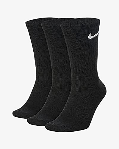 Image of Nike Men Cush Crew Socks (pair Of 3) - Black/White, Medium/Size UK 5 - 8