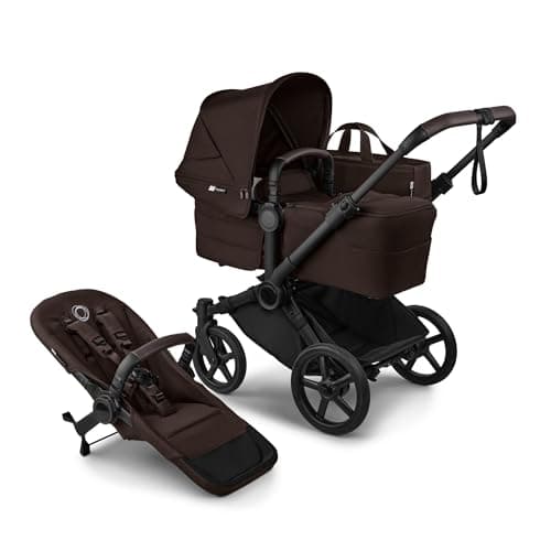 Image of Bugaboo Donkey 6 Single Pushchair, Convertible to Double and Twin Stroller, Pram for Newborn and Toddler, Double Storage Space & Side Basket, Easy to Maneuver One Hand Steering, Cocoa Brown