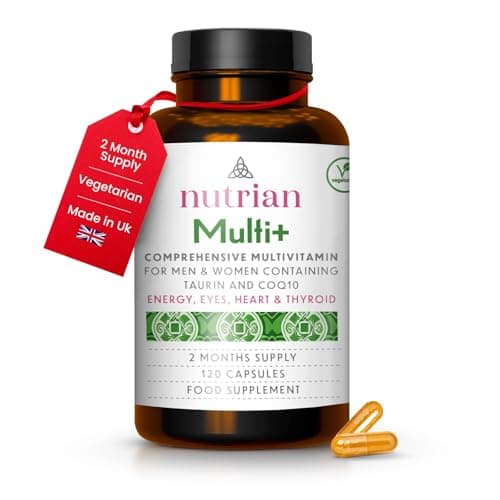 Image of Multivitamin & Mineral Complex for Men & Women | Thyroid & Energy Support | CoQ10 100mg, Vitamin D3 2000 IU & K2 MK-7, Magnesium, Taurine, B-Complex with 5-MTHF | 120 Capsules
