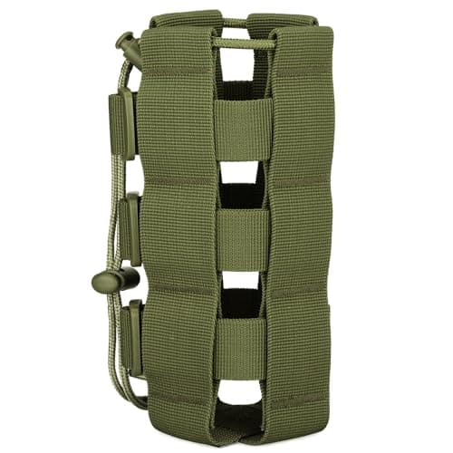 Image of Huntvp Tactical Military Water Bottle Belt Pouch, Bottles Bag Holder Carrier Molle 1000D Drinking Holder Bag for Hiking Cycling Running Camping (Army Green)