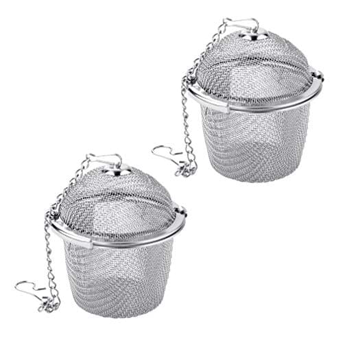 Image of 2 Pack 304 Stainless Steel Tea Strainer Tea Infuser Ball for Loose Tea Spice Infuser with Extended Chain Hook to Brew Loose Leaf Tea Spices Seasonings