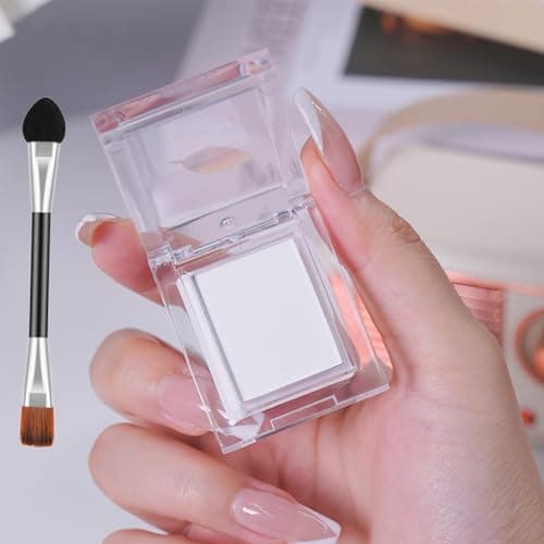 Image of Silver Pearl Shimmer Glitter Highlighter Eyeshadow Pressed Powder – Single Diamond Pigmented Waterproof Long Lasting Smudge-Proof Formula (Pure White)