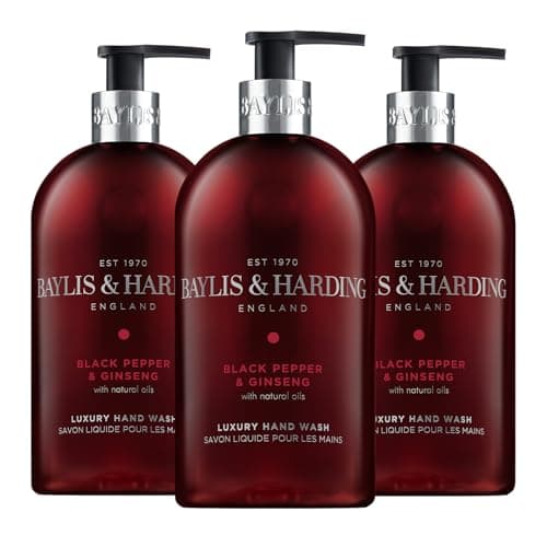 Image of Baylis & Harding Black Pepper and Ginseng Hand Wash, 500 ml (Pack of 3) - Vegan Friendly