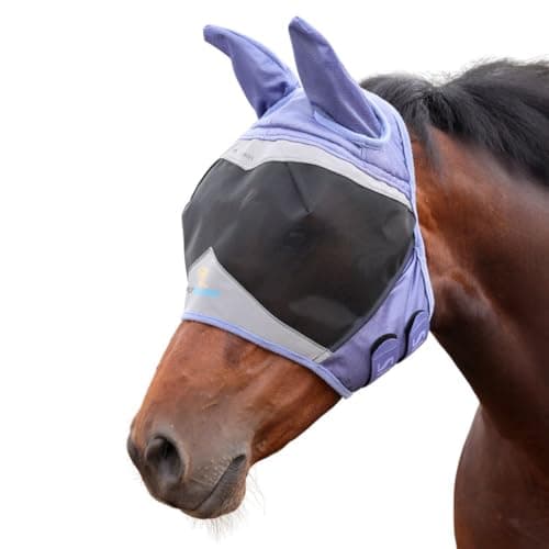 Image of Shires FlyGuard Pro Fine Mesh Fly Mask with Ears - Sky Blue