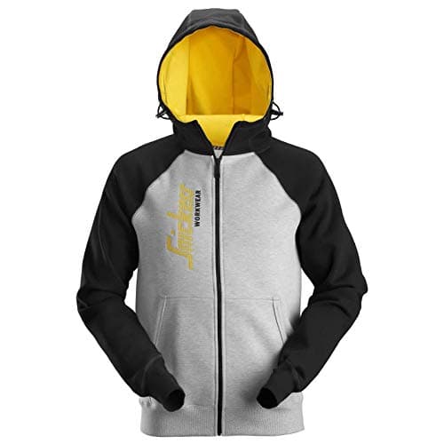 Image of Snickers 2888 Logo Full Zip Sweatshirt Hoodie Grey/Black XL
