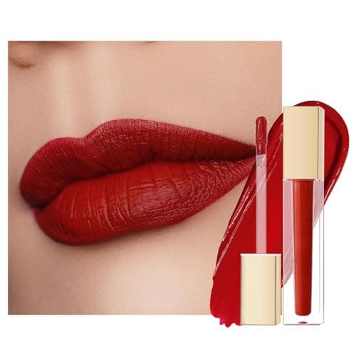 Image of Oulac Red Lipstick for Women, Matte Liquid Lipstick Long Lasting Red High Impact Creamy Matte Lip Gloss, Rich Colour Formula with Vitamin E & Rose Oil, Waterproof, Vegan M01