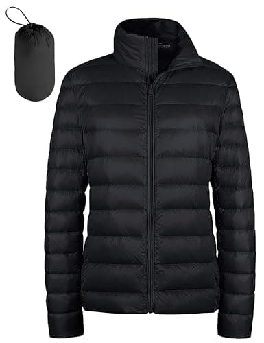 Image of Wantdo Women’s Warm Winter Packable Puffer Down Jacket Lightweight Quilted Padded Hooded Puffer Jacket Windproof Mountain Insulated Jacket Slim Fit Short Outerwear Jacket Black XL