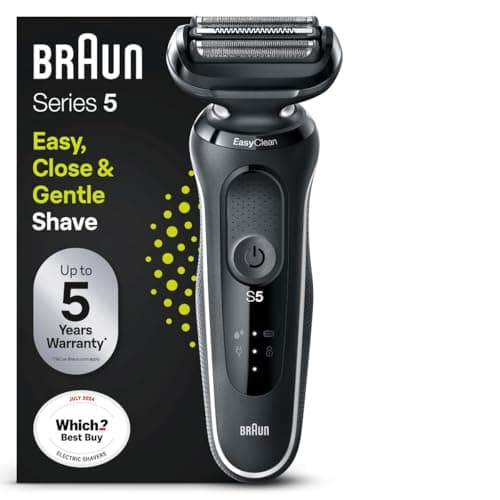 Image of Braun Series 5 Electric Shaver, Foil Shaver With 3 Flexible Blades, 100% Waterproof, Wet & Dry Electric Razor for Men, 50-W1000s, White Rated Which? Best Buy