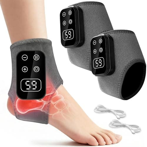Image of Foot Massager 2PCS with Heat and Vibration Rechargeable Ankle and Heel Feet Massager Heated Feet Pad with 5 Massage Modes & 6 Heat Levels Portable for Home Travel Use