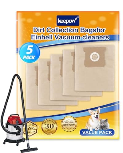 Image of KEEPOW 10 Pack Hoover Bags 12L for Einhell TC-VC 1815 1812S 1812/1S, TE-VC 18/10, BT-VC 1250S, INOX 1250S, Wet and Dry Vacuum Bags for Einhell Vacuum Cleaner, Hoover Dust Bag
