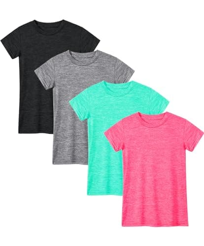 Image of Star Vibe 4-5 Pack Girls Clothes Yellow Orange Green Red Tshirt Kids Dry Fit Running T-Shirt for Kids Black/Grey/Green/Rose XL