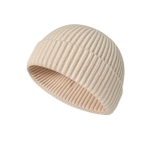 Image of Beanie Hat Men - Fisherman Beanie Trawler Beanie Knitted Cuffed Winter Warm Hat Skullcap Gifts for Men UK (UK, Alpha, One Size, Beige)