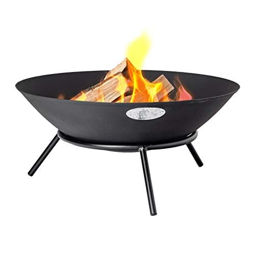 Image of Harbour Housewares 56cm Cast Iron Fire Pit - Outdoor Garden Fire Bowl Frazier Garden Patio Heater Stove for Wood Logs, Charcoal Burning, BBQ, Camping Firepit