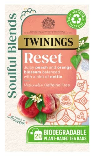 Image of Twinings Soulful Blends Reset Inspired by Ayurveda -Juicy Peach & Orange Blossom Herbal Tea Infusion with Nettle - 20 x Biodegradable Tea Bags