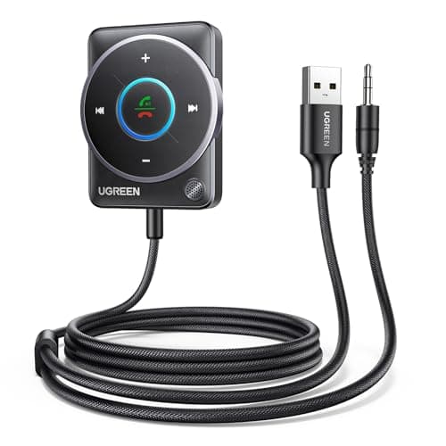 Image of UGREEN Bluetooth 5.4 Car Receiver 3.5 mm Jack Adapter Auxiliary for Stereo Speaker Enciente Receiver Car Radio Built-in Microphone Hands-Free Call