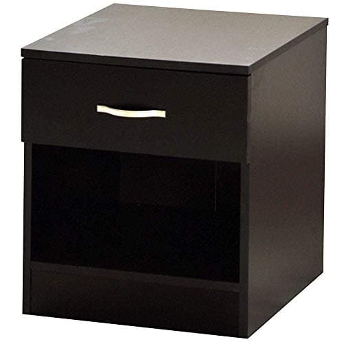 Image of Vida Designs Black Bedside Cabinet, 1 Drawer With Metal Handles and Runners, Unique Anti-Bowing Drawer Support, Riano Bedroom Furniture