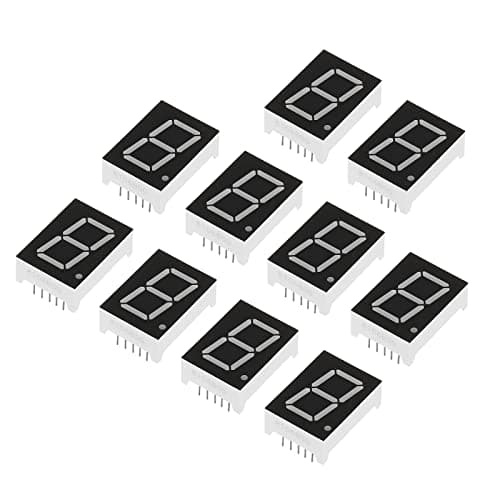 Image of PATIKIL LED Display Digital Tube, 10 Pack Common Anode 7 Segment 10 Pin 1 Bit 3.3V 0.8" Digit Height LED Display Module for Electronic Driver Board, Green