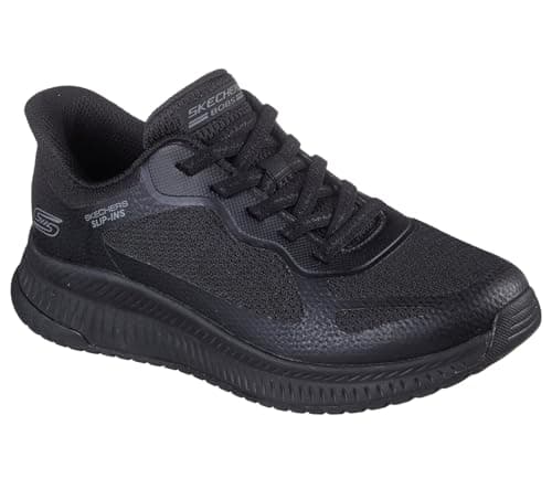 Image of Skechers Women's Bobs Squad 4 Staple Look Slip-On Sneakers, Black Mesh, 5 UK