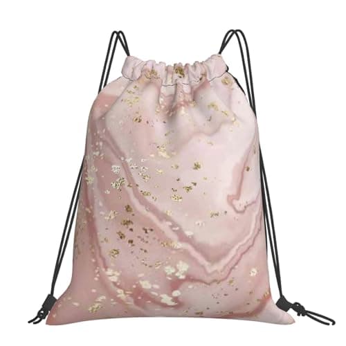 Image of Hnnkloy Liquid Marble With Gold, Drawstring Backpack Unisex Sport Gym Bag Casual Daypack Drawstring Sackpack