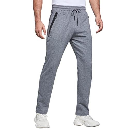 Image of JustSun Tracksuit Bottoms Mens Joggers Slim Fit Jogging Bottoms Sports Trousers Running Gym Sweatpants with Zip Pockets Cotton Grey M