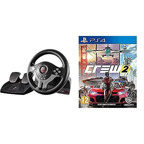 Image of Superdrive - Racing Steering Wheel Driving Wheel SV200 with pedals and shift paddles for Nintendo Switch - PS4 - Xbox One - PC & The Crew 2 (PS4)