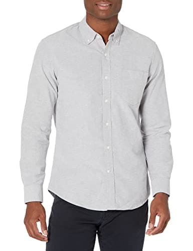 Image of Amazon Essentials Men's Slim-Fit Long-Sleeve Pocket Oxford Shirt, Grey, M
