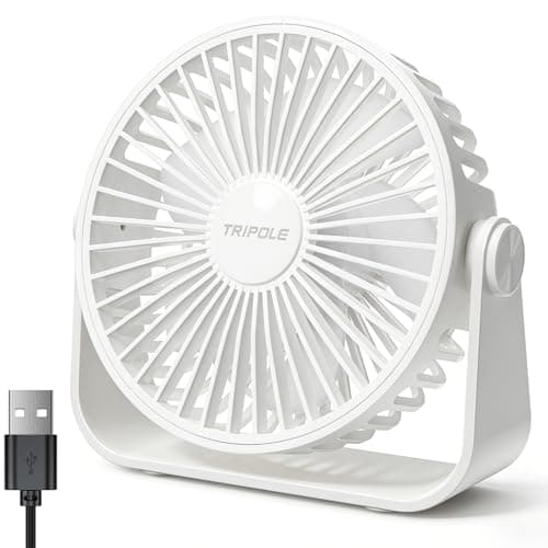 Image of TriPole USB Desk Fan, 3 Speeds Adjustable Table Fan, Powerful but Silent 360° Head Rotation Personal Desktop Fans, 4.5 Inches Portable Mini Fan for Bedroom Office Indoor Outdoor, White