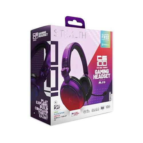 Image of STEALTH C6-100 Gaming Headset STRIKE - Red & Purple, Multiplatform Compatible with Xbox, PS, Switch, PC, Mobile and Tablet