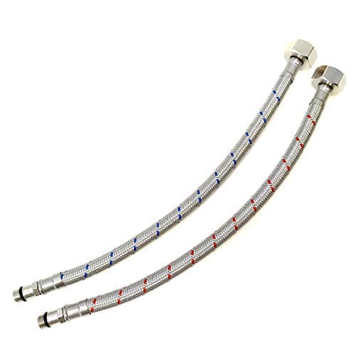 Image of Xcel Home 2X (Pair) M12 x 1/2 BSP 300mm Long Flexible Tap Connector | DIY Replacement for Kitchen Sink & Bathroom Basin Monobloc Mixer/Boiler Flexi Pipe Tails | Stainless Steel Braided Flexible Hoses