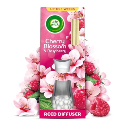 Image of Air Wick Reed Diffuser Multipack, Cherry Blossom Scent 25 ml, 5 Weeks of Long-Lasting Freshness, Elegant Home Decor, Neutralizes Odors, Enhances Room Ambiance, Air Freshener