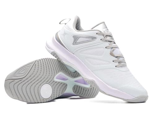 Image of Gilbert Junior Netball Impact Court Trainers Shoes - White Silver (UK Footwear Size System, Big Kid, Women, Numeric, Medium, 3)