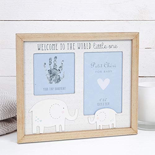 Image of Petit Cheri Welcome to the World Hand Print & Photo Frame 4" x 6" - Blue