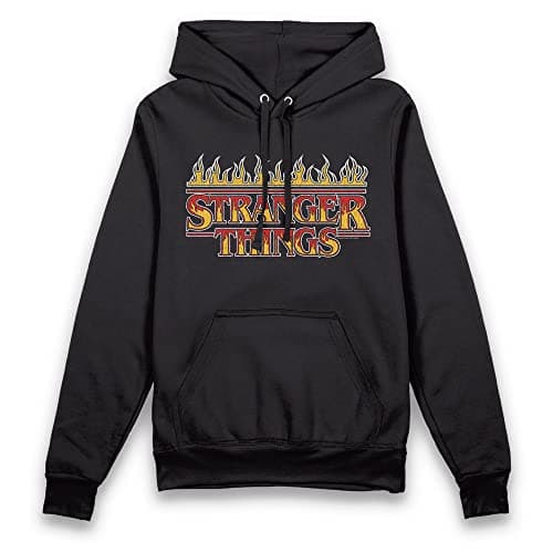 Image of Bioworld Stranger Things Hoodie Black Flames Logo-2XL