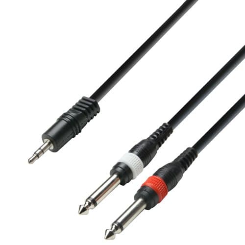 Image of Adam Hall 3 Star Series 3m 3.5mm Jack Stereo to 2x 6.3mm Jack Mono Audio Cable
