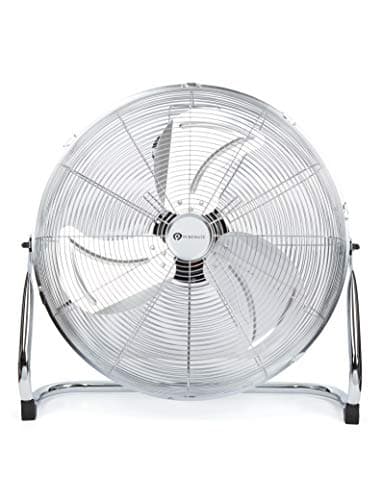Image of PureMate 14" Chrome Gym Floor Fan with 3 Speeds and Adjustable Fan Head, Portable Floor Standing Fan with Powerful Circulation for home, Garage, Shop and Office
