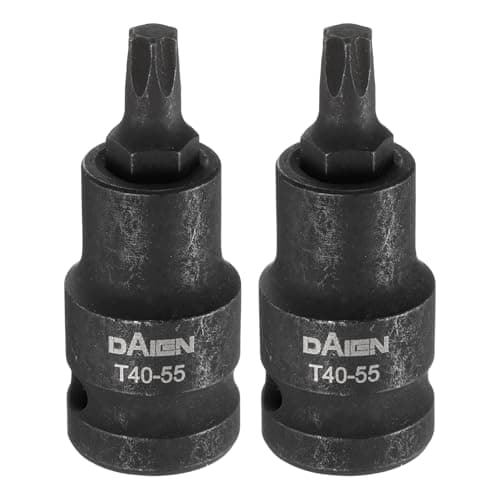 Image of sourcing map 2pcs T40 Torx Bit Socket 55mm/2.17" Length 1/2" Square Drive Star 6 Point Extension Impact Bit Power Nut Driver Set S2 Steel Socket Ratchet Wrench Bits, Black
