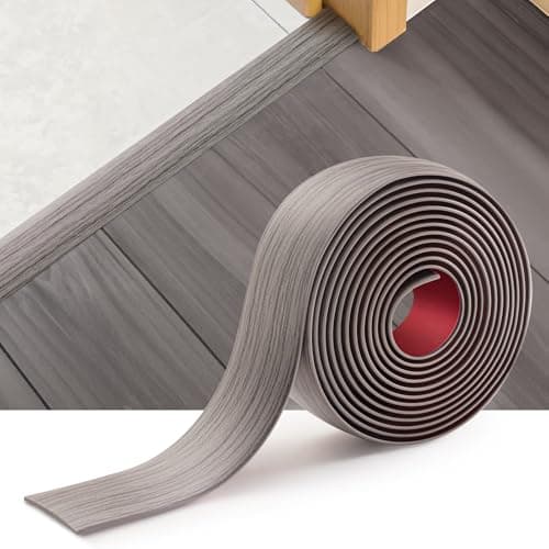 Image of INMOZATA 2M Self Adhesive Vinyl Flooring Threshold Transition Strip,Flat Laminate Profile Flooring Edge Trim Strip,Floor Strip Floor Flat Divider Strip for Joining Floor Gaps(4cm,Grey)