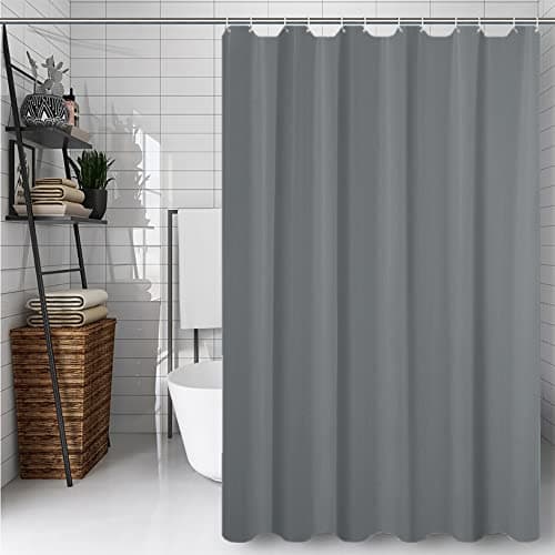 Image of CXTAI Grey Shower Curtain, Mould Proof and Mildew Resistant Washable Polyester Bathroom Curtains w/12pcs Hooks (71x71inch,180x180cm)